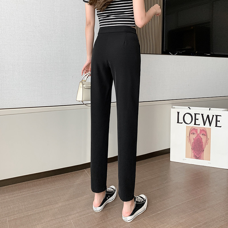 Straight Drum Pants Woman Straight Drum 2021 Fall High Waist Display Slim 90% Western Dress Pants Little Sub Black Casual Smoke Pipe Pants Woman