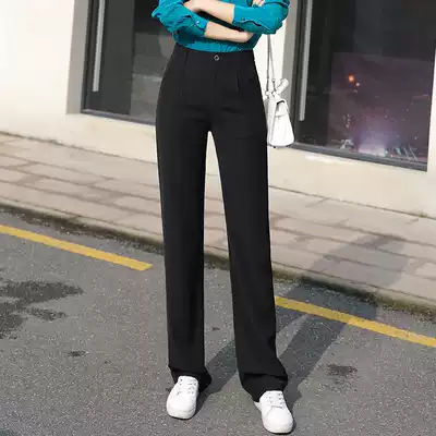 Straight Pants Children's Loose Fashion High-waisted Black 2021 Autumn Commuter High-end Suit Pants