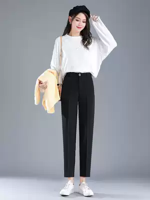 Small feet suit pants women high waist thin 2021 autumn new nine-point loose straight tube black work pants women