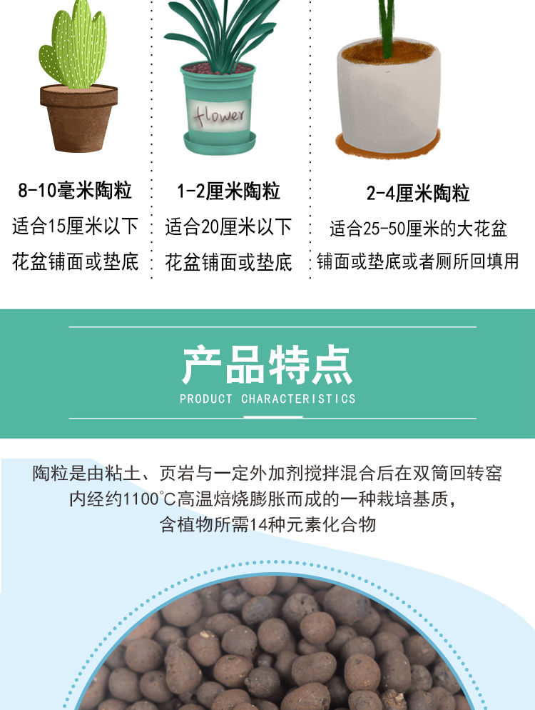Breathable bottom and flowers flower backfill soil particle clay toilet ceramsite green plant roots rotted large granular package mail