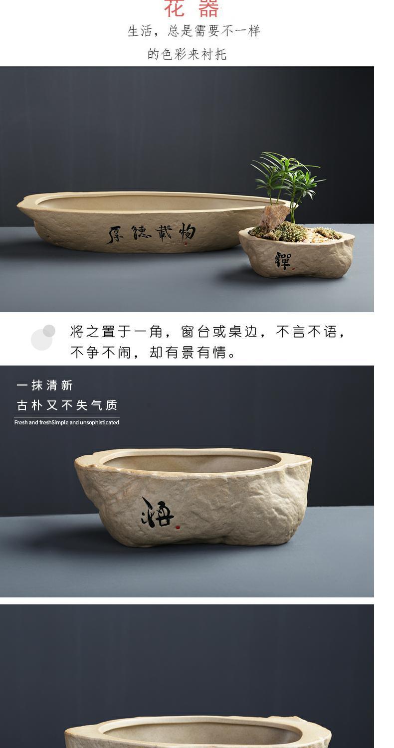 Creative imitation stone flower pot ceramic meaty plant small green plant pot desktop boutique bonsai clearance sale bag in the mail