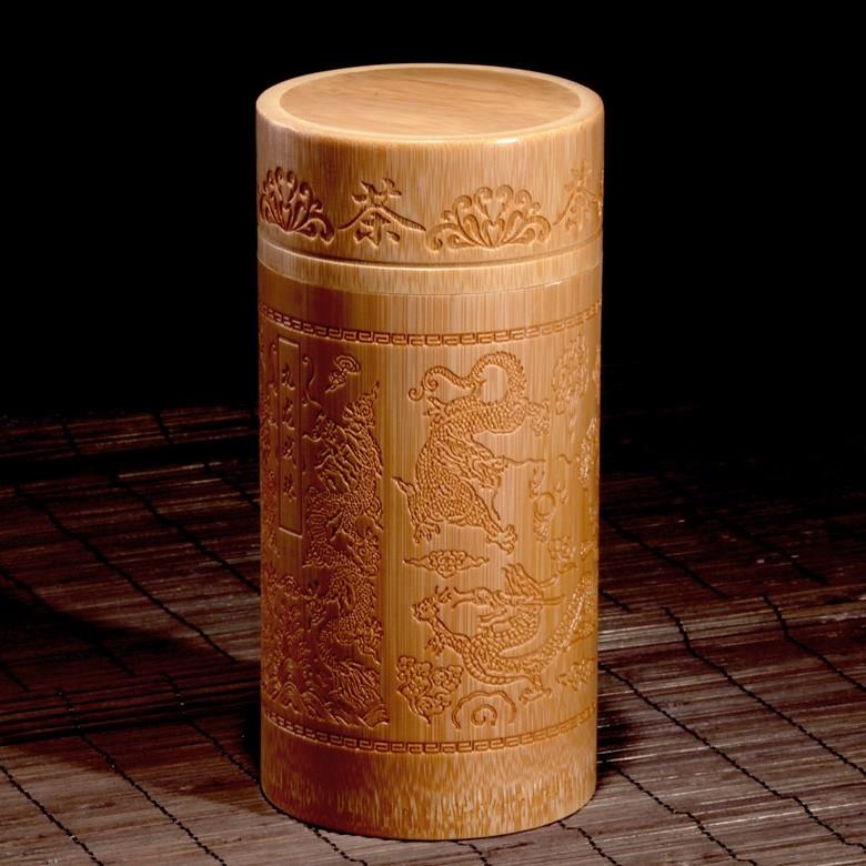 友人館蔵 木材細密彫 竹編紋 儲物罐 茶葉罐 置物 賞物 稀少 貴重