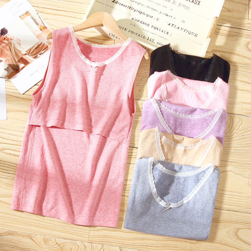 Pregnant women's warm vest plus velvet thickening autumn and winter pregnancy large size bottoming underwear postpartum breastfeeding breastfeeding top