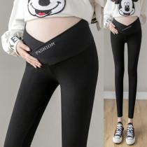 Pregnant women leggings Spring and Autumn wear low waist ankle-length pants thin tide mom fashion dress plus velvet thick long pants autumn and winter