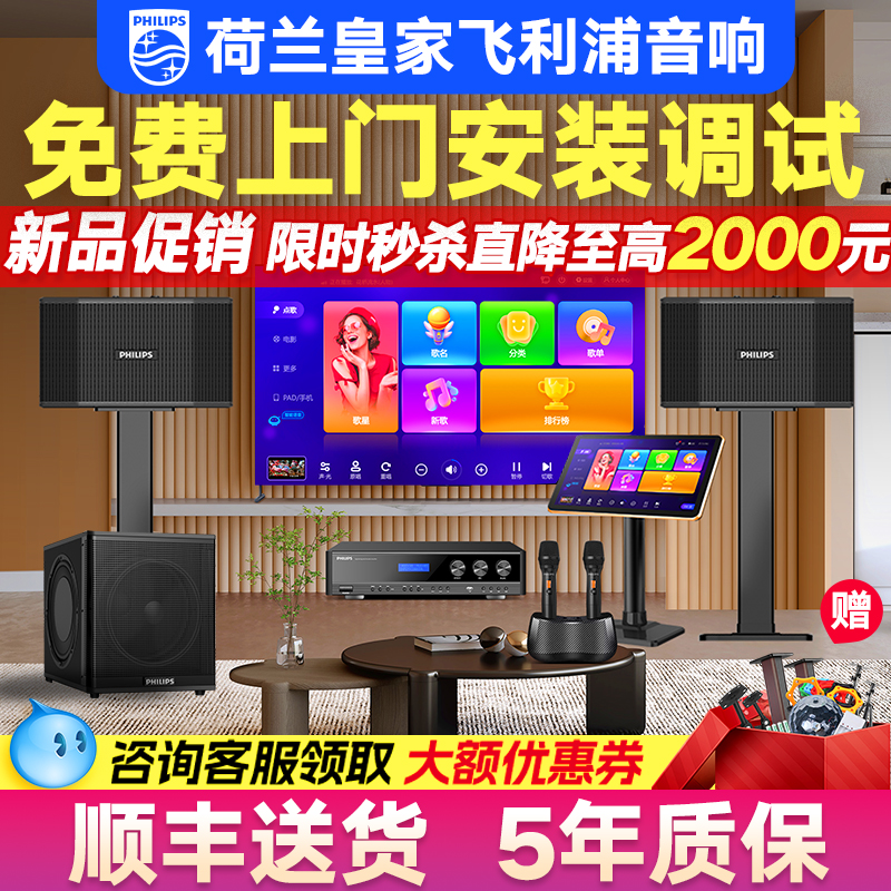 フィリップス ホーム KTV オーディオ セット プロフェッショナル フルセット ホーム K ソング リビングルーム ソング マシン カラオケ スピーカー 機器