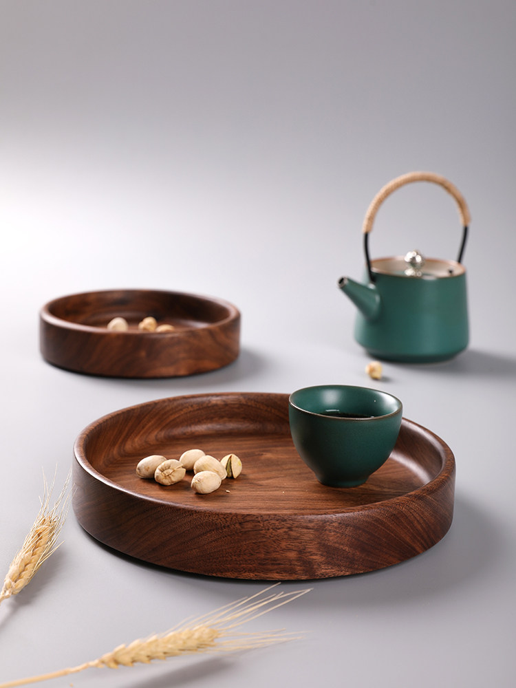 Black walnut solid wood fruit plate snack plate living room home creative whole wood tray wedding candy light luxury Japanese tea tray