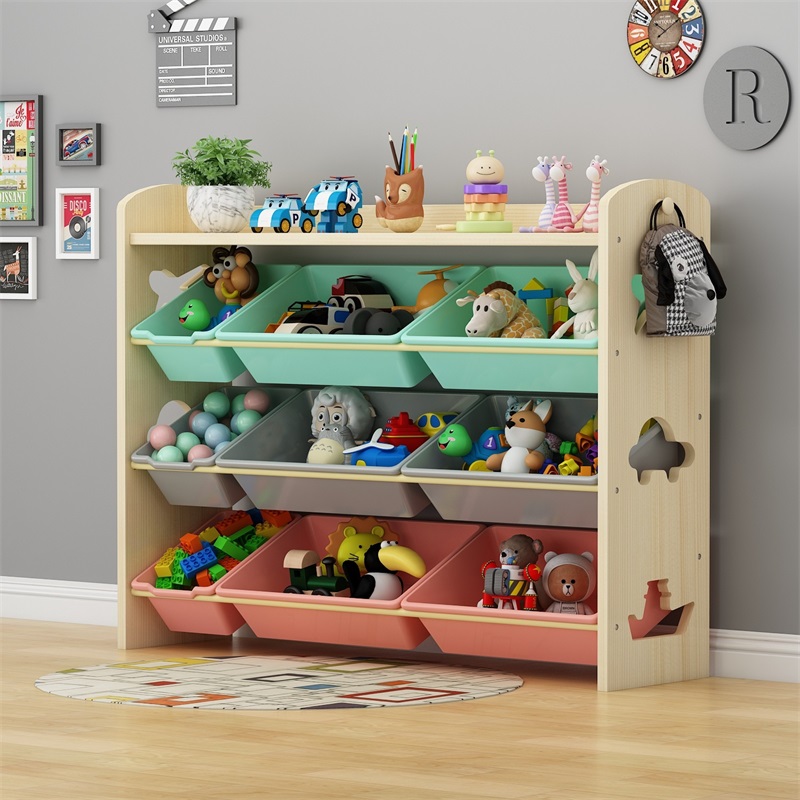 儿童玩具收纳架 实木宝宝书架绘本架整理柜 幼儿园多层储物置物架 Изображение 1