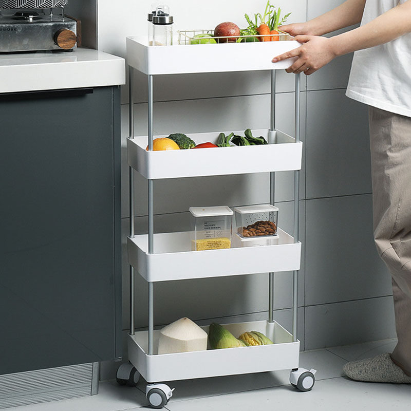 Kitchen rack bathroom powder room mobile wheeled trolley floor multi-layer sundries finishing storage layer shelf