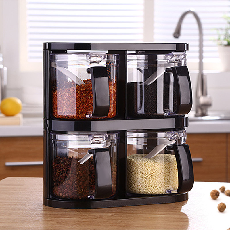 Seasoning box household kitchen supplies storage box seasoning jar seasoning salt shaker seasoning bottle jar rack set