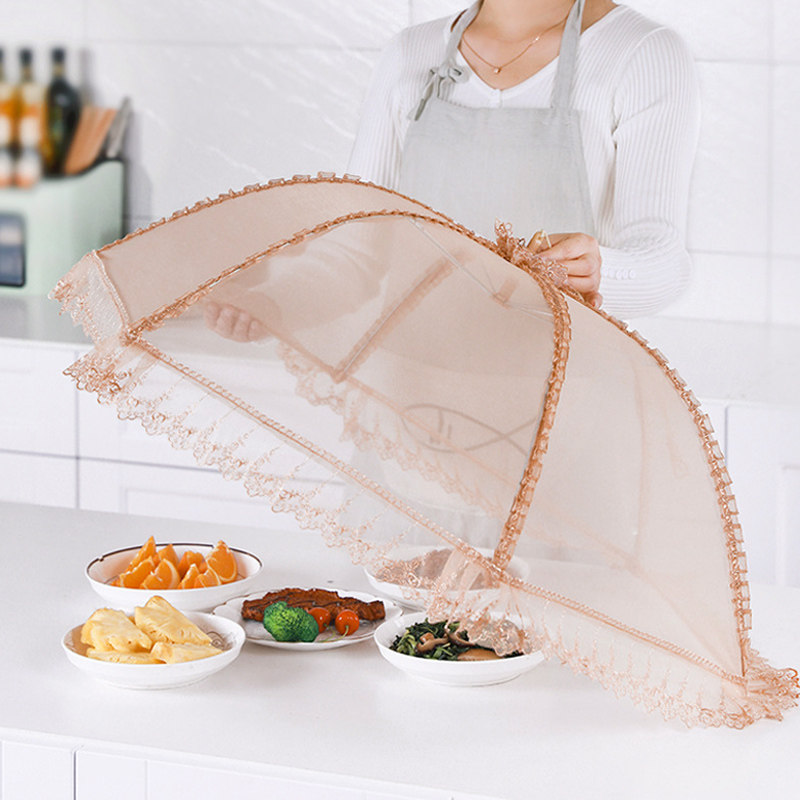 Food cover anti-fly cover Dish cover Folding and washing table cover leftover food rice cover Household dust cover umbrella dish