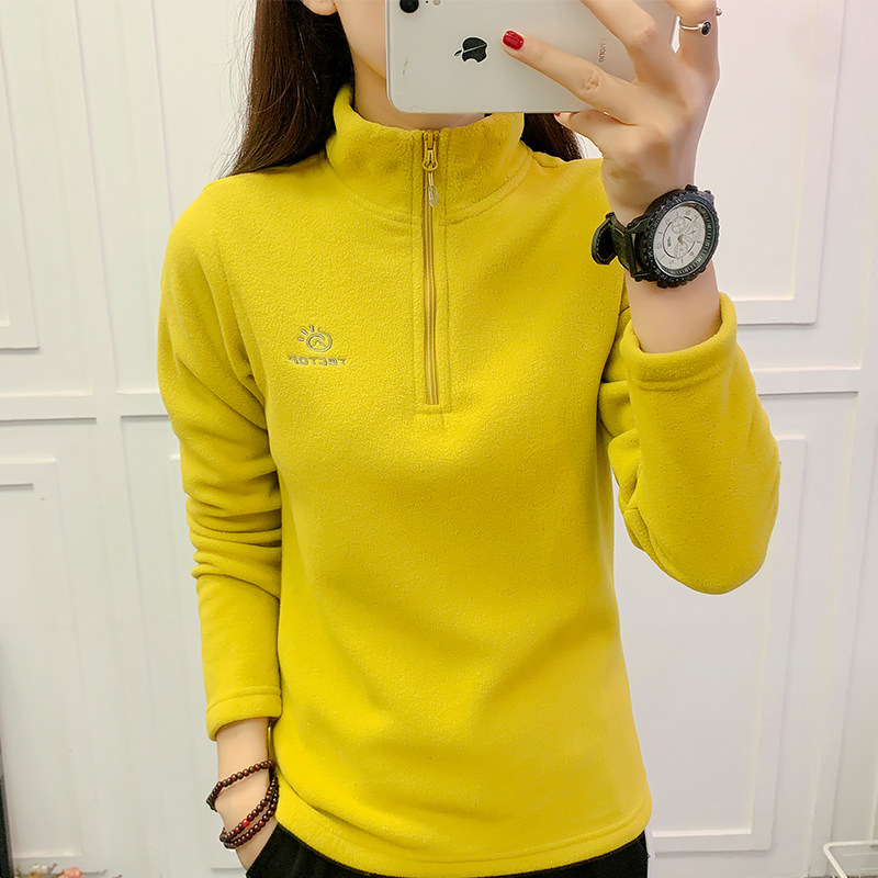 2021 autumn and winter ladies outdoor half cardigan stand collar fleece jacket polar fleece top warm breathable sweatpants thick cotton T