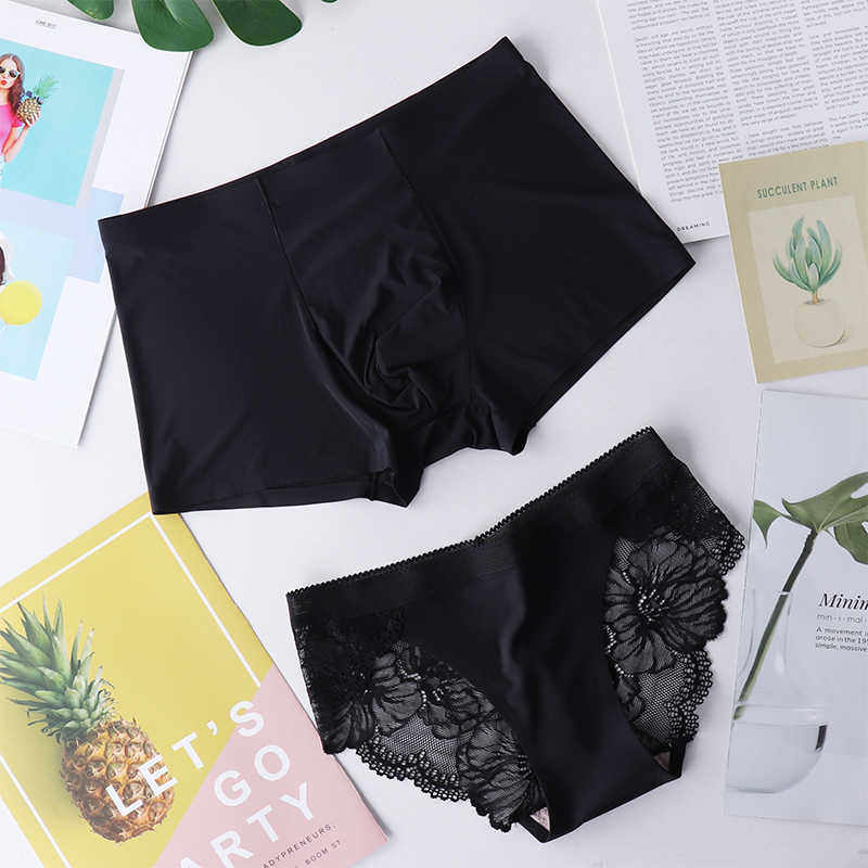 Cat Lovers Pants Ice Silk No Mark Sexy Lace Male Couple double Temptation Passion Fire Horseradish Big Size Black