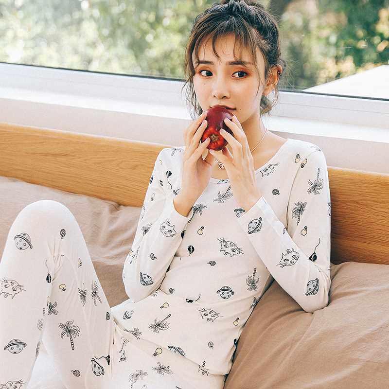 Cat girl pure cotton pants suit cotton sweater heating clothes slim thin section high school students base