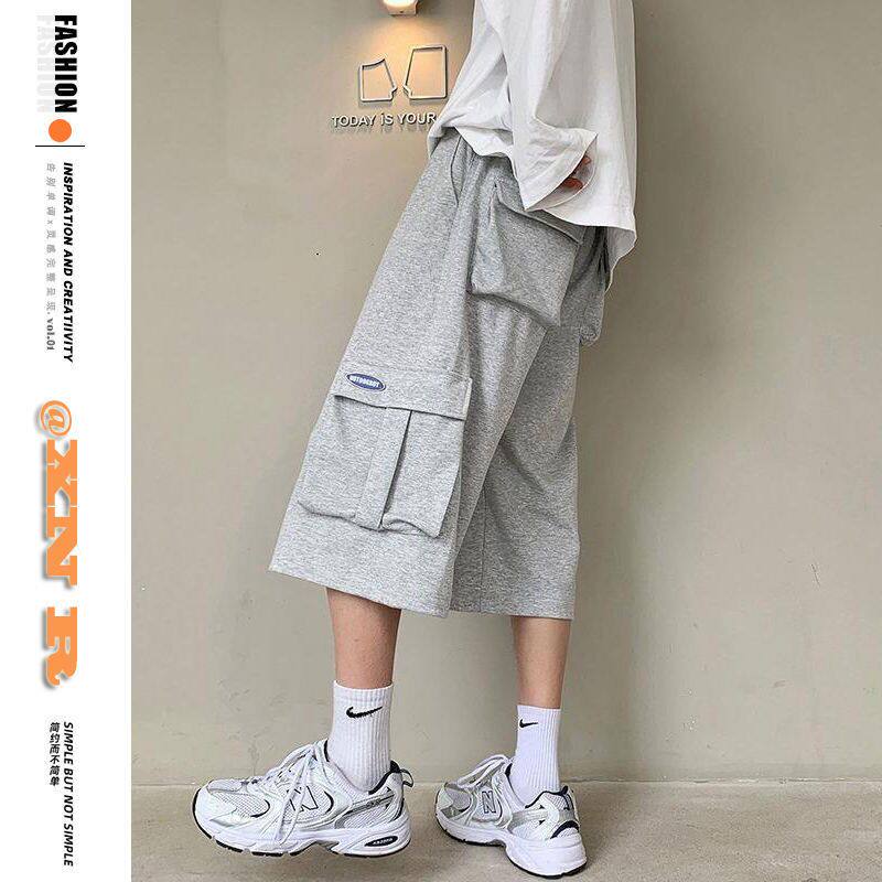 Goku has cargo shorts men's summer straight loose wide-leg oversize high street ins tide brand cropped pants
