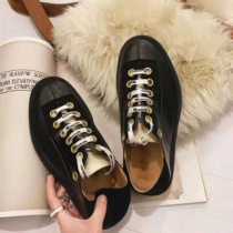 MONA 2019 spring new womens shoes lace up versatile flat sole shoes Street casual black vintage small leather shoes