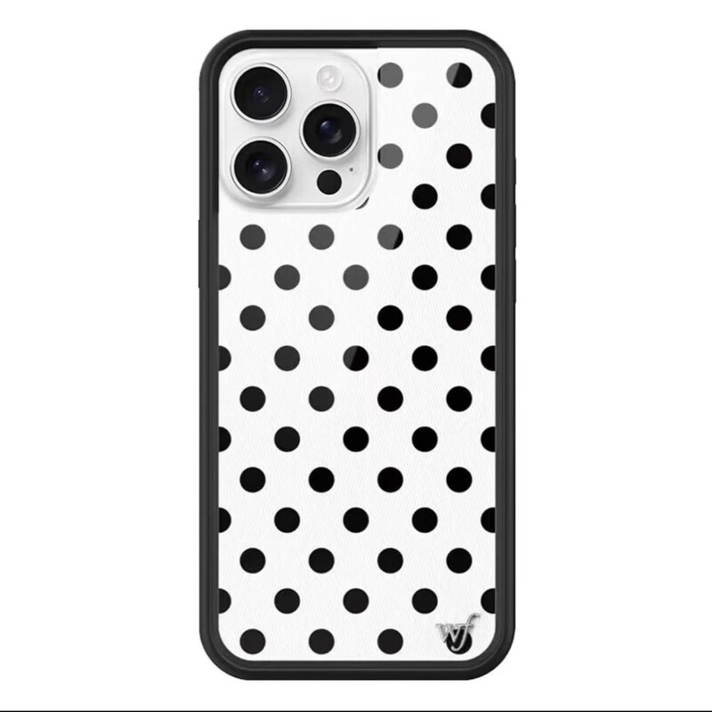 Wildflow Co-Branded Black and White Polka Dot Brown-Yellow Phone Case Suitable for Apple iPhone 17/16/15/14/13/12/Pro/Max Hard Shell Full-Cover Anti-Drop Stylish Wf Personalized Protective Case