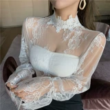 Весна 2021 Новая корейская версия с полостью наполовину кружевную рубашку для кружевного водолазки на весну, женственная шифоновая рубашка