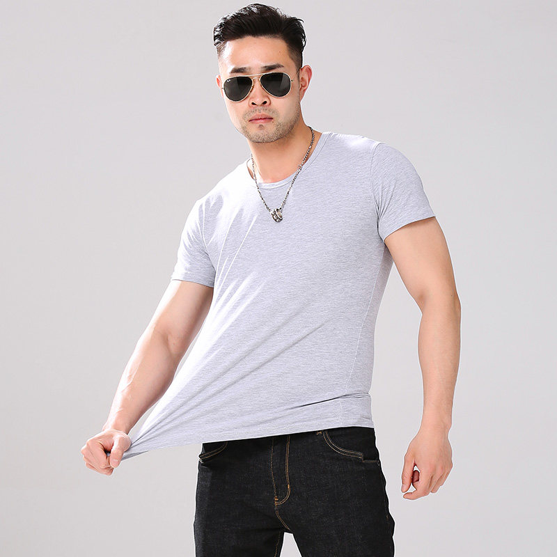 Men sweatshirt male pure cotton Leisure short sleeves Summer full cotton beating bottom thin Youth round collar sport Men's style