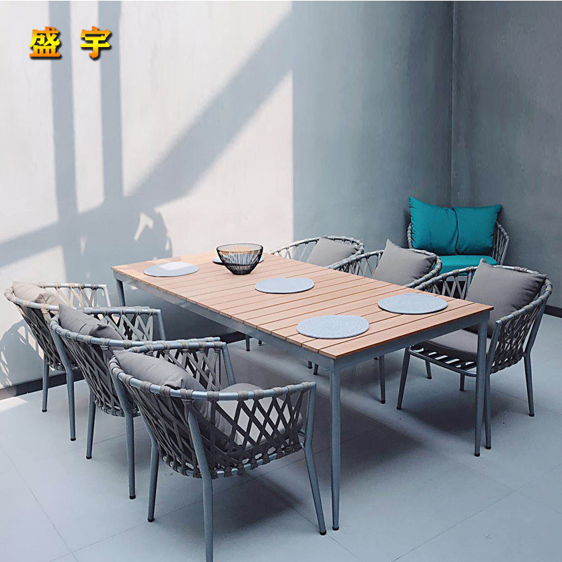 Outdoor rattan chair table and chair combination courtyard balcony outdoor leisure rattan chair villa hotel model room creative rattan table and chair