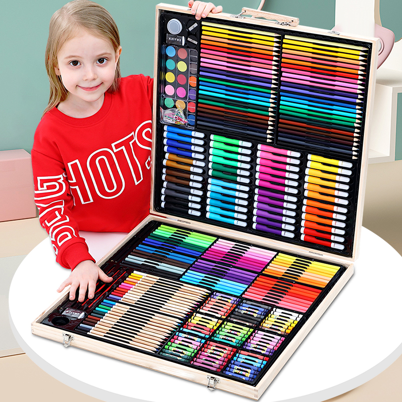 Primary school children kindergarten stationery set painting watercolor pen school things girl boy birthday gift primary school first and second grade junior middle school students school season gift package prize