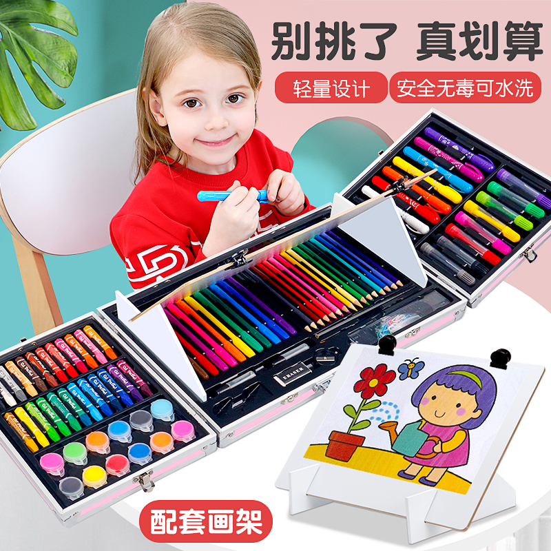 Children's Soft Head Watercolor Pen Set Pupil Art Supplies Double Head Drawing Pen Painting Gift Box 36 Color Pen Kindergarten Children's Crayon Non-toxic Washable Girls' Birthday Gift