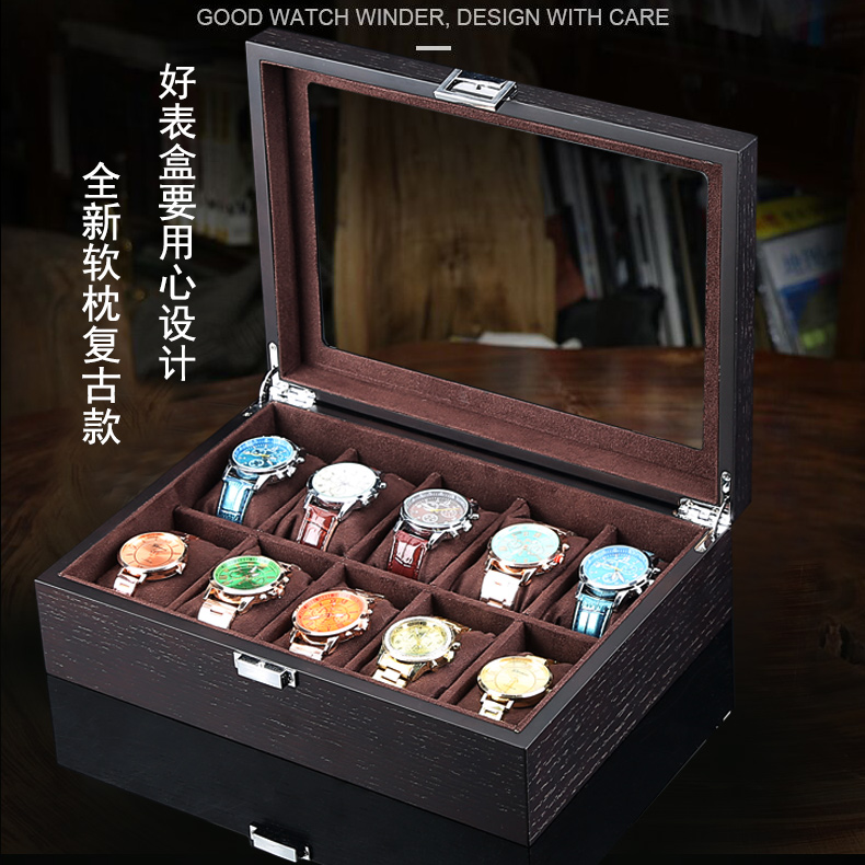Wooden watch box Storage box Simple watch box Jewelry box Hand string hand chain collection box Mechanical watch display box