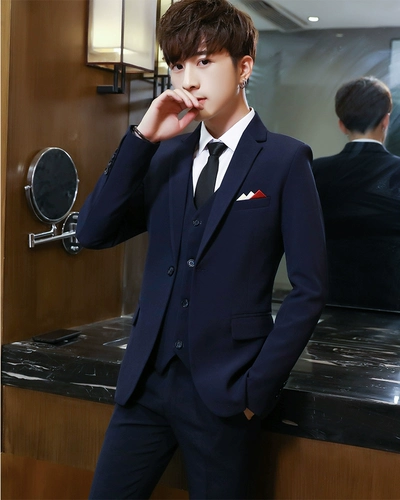 Комплект для отдыха, костюм, пиджак классического кроя, платье, 3 предмета, в корейском стиле