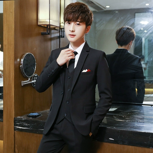 Комплект для отдыха, костюм, пиджак классического кроя, платье, 3 предмета, в корейском стиле