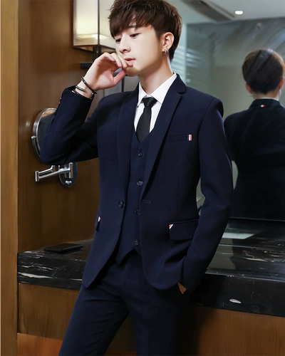 Комплект для отдыха, костюм, пиджак классического кроя, платье, 3 предмета, в корейском стиле