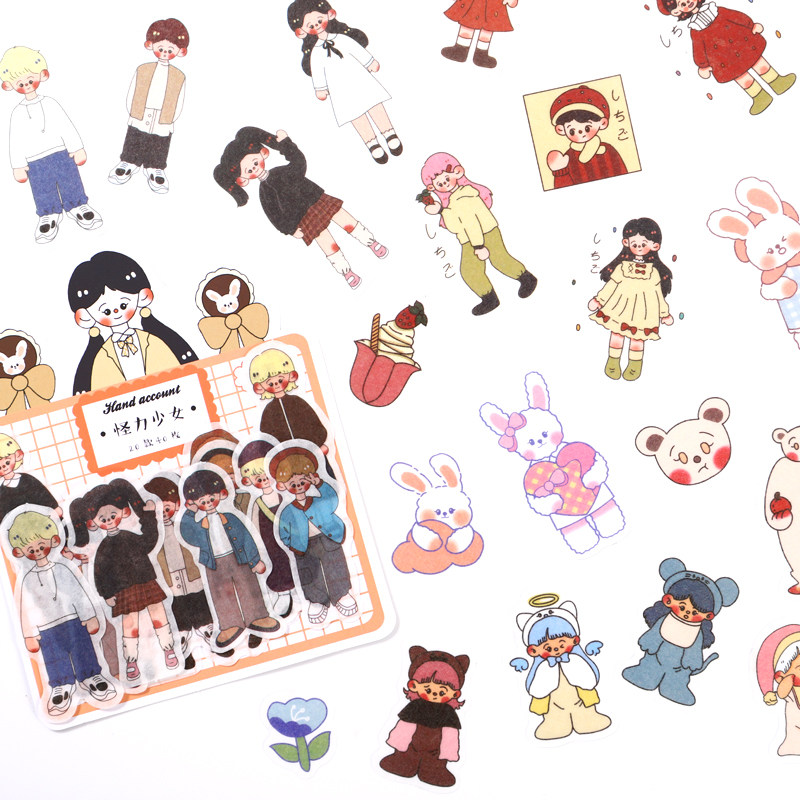 Hand account stickers girl cute cartoon diy anime characters and paper stickers hand account stickers ins wind original small stickers decoration small pattern food collection book storage this milk tea cup stickers