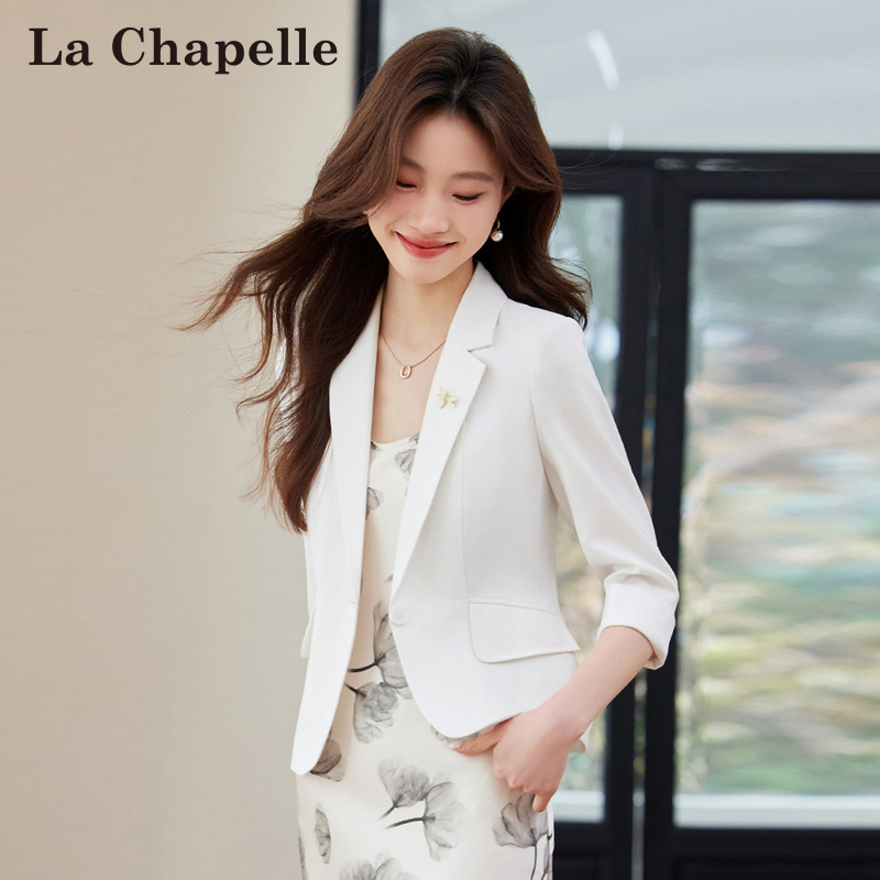 La Chapelle White Blazer for Women, Summer Thin Style, Three-Quarter Sleeves, Petite, High-End Dress Two-Piece Set La Chapelle White Blazer for Women, Summer Thin Style, Three-Quarter Sleeves, Petite, High-End Dress Two-Piece Set