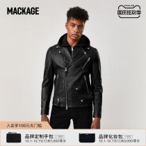 MACKAGE Men MAGNUS Detachable Hooded Locomotive Leather Jacket Fashion Jacket