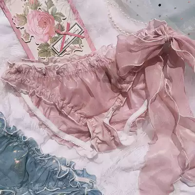 Polarized color Japanese underpants girl ribbon detachable bow glossy cute sexy breifs pearl powder