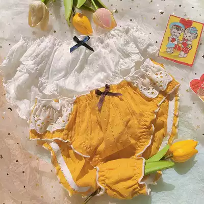 Gingerbread man~Japanese panties female pure cotton breathable student briefs summer cute bread pants ruffle mid-waist