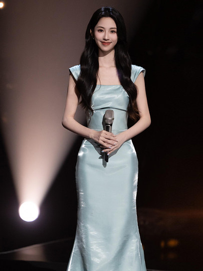 Satin Evening Dress Classy Accessible Luxury Niche Fishtail Petite Student Graduation Exam Solo Performance Clothing Host