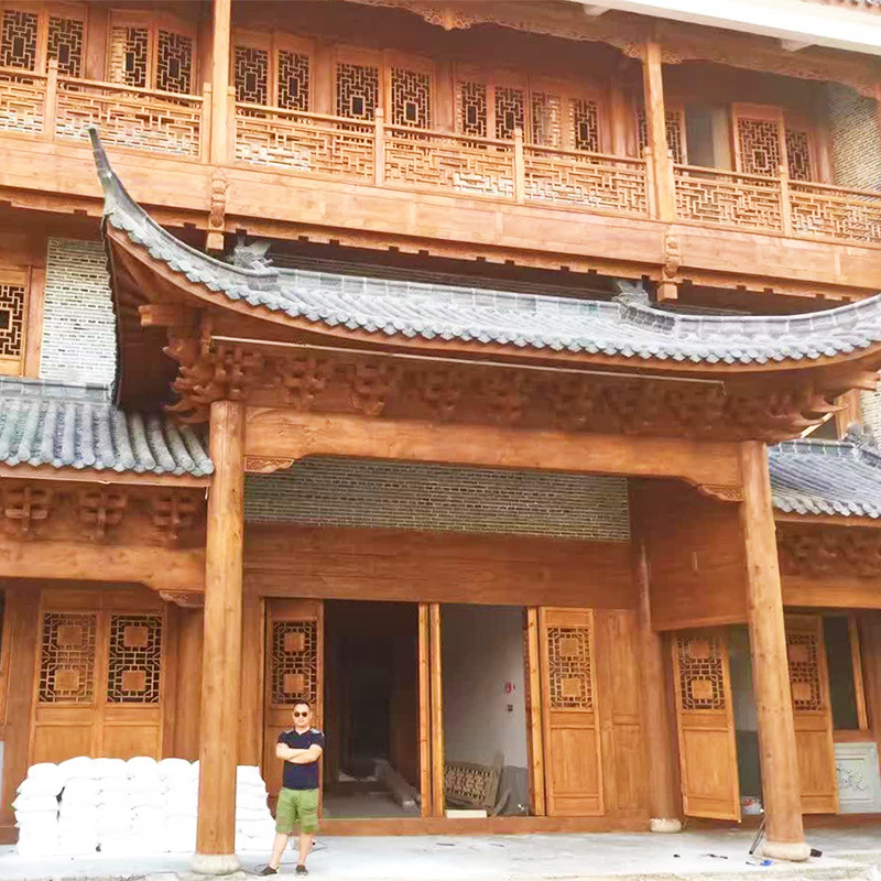 Decoration project case Antique doors and windows Solid wood flower lattice Ancient building Teahouse Temple homestay Hot pot shop Chinese custom