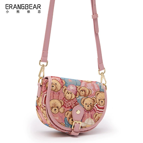 Летняя сумка, небольшая дизайнерская ткань, ремешок для сумки на одно плечо, с медвежатами