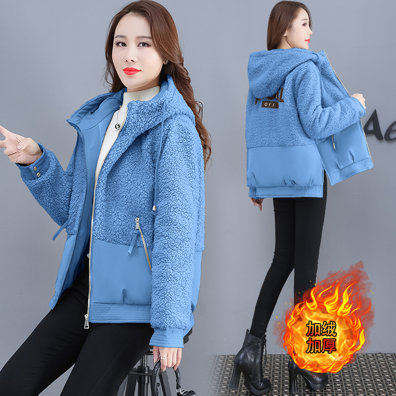 phụ nữ bông của mùa đông mặc ngắn mới 2019 Hàn Quốc phiên bản học sinh lỏng lẻo cừu len xuống bông quần áo dày áo bông