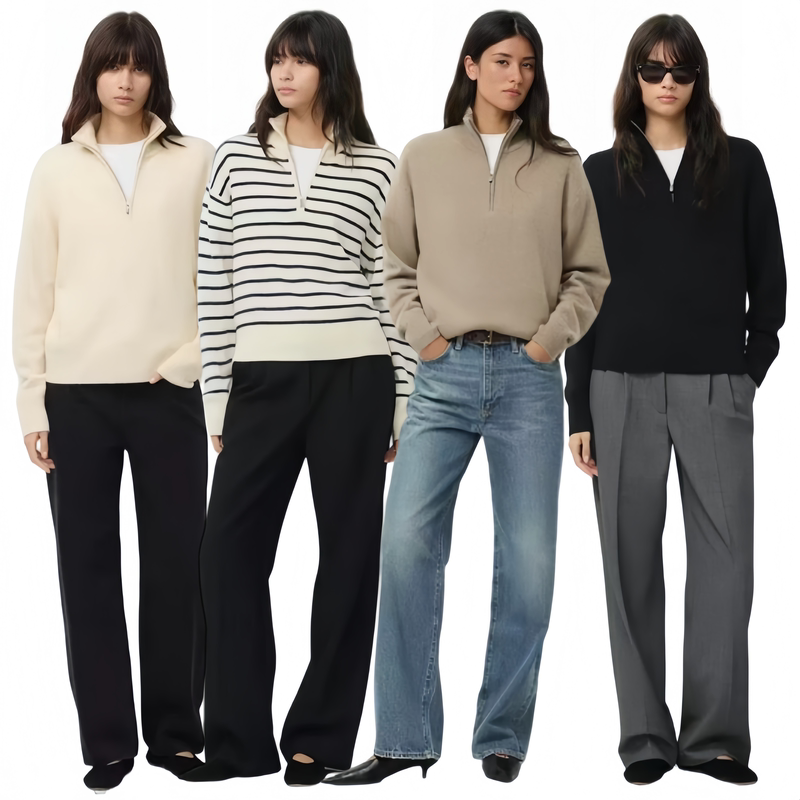 Aritzia Half Turtleneck Half-Zip Cashmere Sweater Wool Loose Casual Pullover Sweater