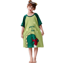 Summer childrens nightgown pure cotton sweet home clothes thin cartoon cute pajamas princess girl summer middle and older children