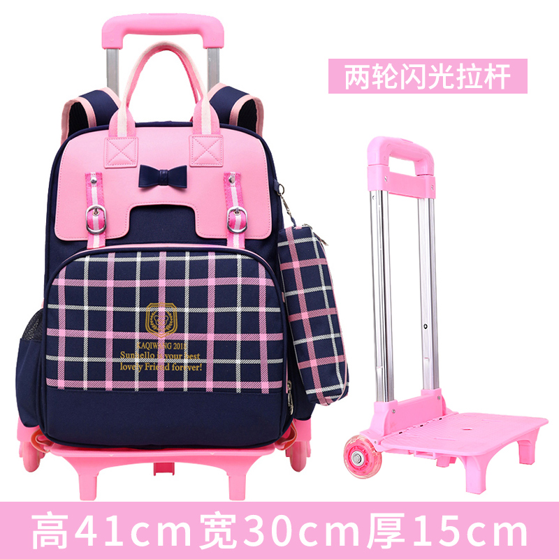 học sinh trung học Junior tay kéo schoolbag cô gái học sinh tiểu học 3-5-6 lớp ba bánh leo cầu thang bánh xe di Han.