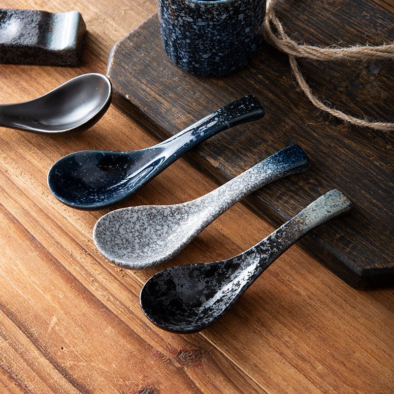 Japanese ceramic tablespoon household spoon tablespoon soup eating small bend spoon creative hotspoon dessert spoon