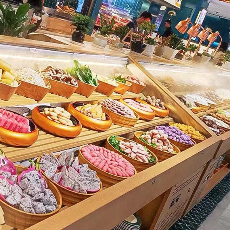 Sukiyaki and beef self-service hot pot barbecue refrigerated display freezer Ming file string ladder spray ordering cabinet commercial