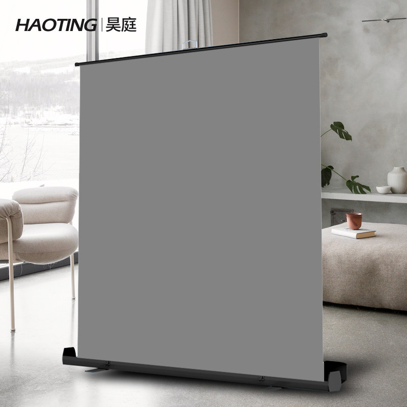 Haoting ground pull full white projection curtain polar pull curtain meter boundless screen Home HD portable projection screen no installation manual projector full screen vertical screen