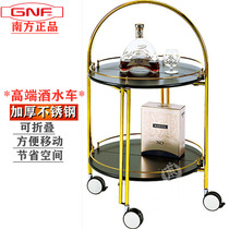 Upscale stainless steel wine water car round mobile cart with wheel set dining car sweet red wine cart South C-88B