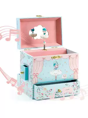 Rotary ballet dance princess music box jewelry box girl music box multi-layer drawer wooden toy for children