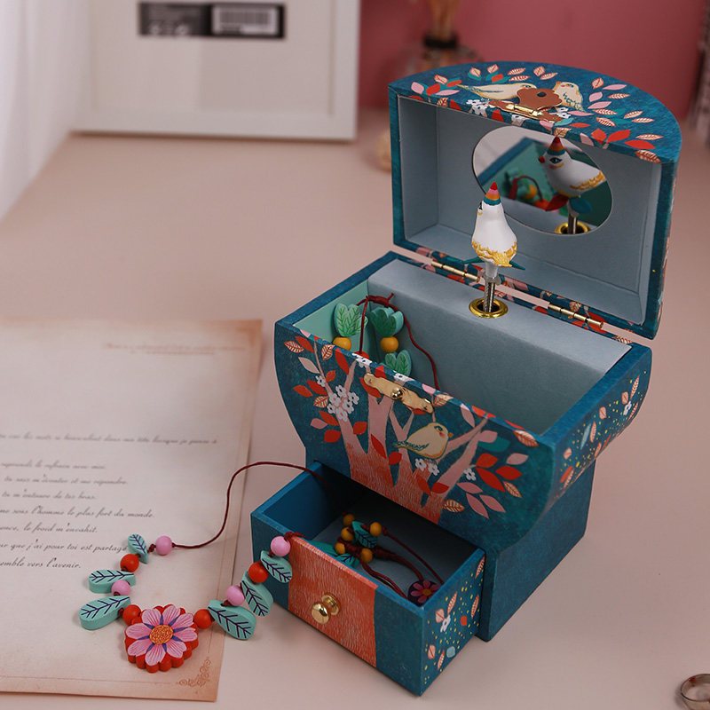 Children jewelry box storage box girls music music box rotating princess toy wooden Valentine's Day gift girls
