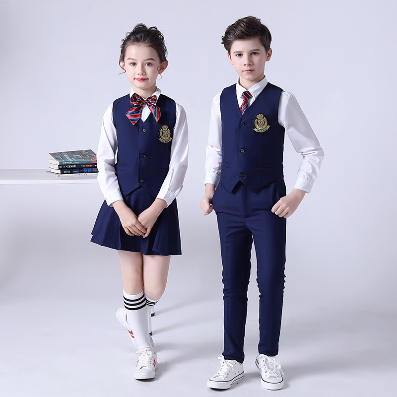 Primary school uniform suit for boys and girls kindergarten suit performing in English College wind summer