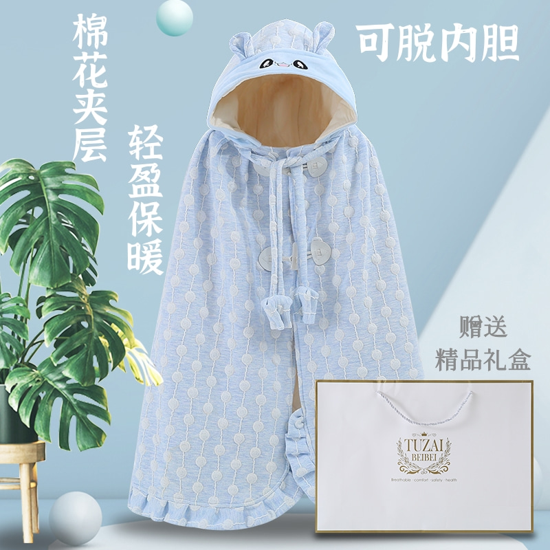 Baby cape cape autumn and winter go out baby thick windbreaker windproof plus cotton hooded hooded shawl windproof princess coat
