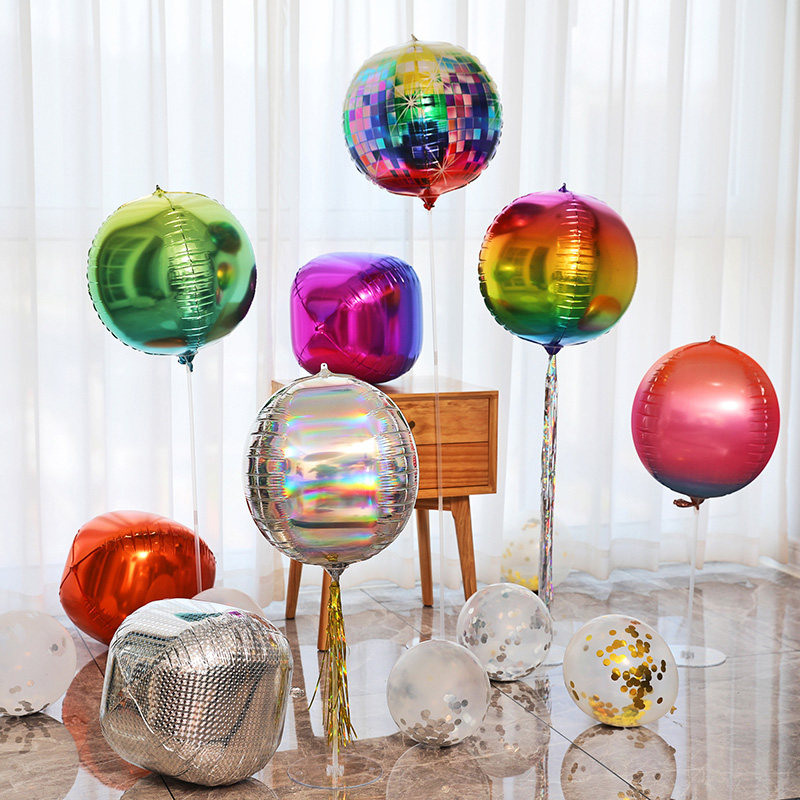 4D Aluminum Foil Laser Gradient Color Balloon Decoration Scene Placement Wedding wedding balloons Decorative Birthday Aluminum Film Balloons 
